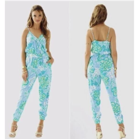 Lilly Pulitzer Melba Lagoon Jumpsuit, size XS - Picture 1 of 9